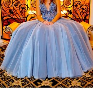 Jovani Sweet 16 dress. Dusty blue, worn once. Perfect condition size 4-5